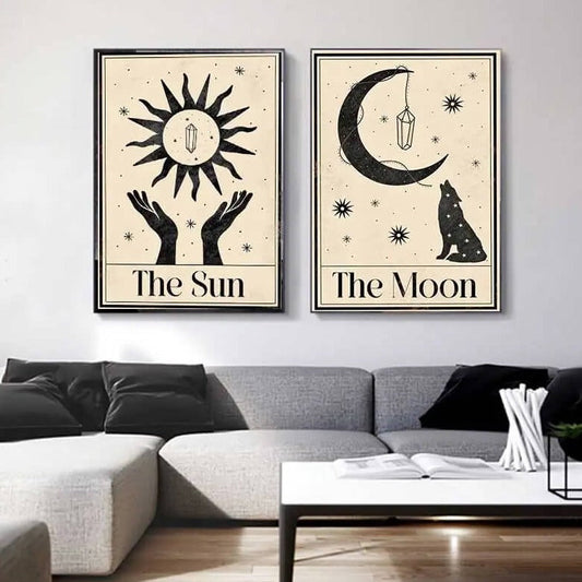 Bohemian Tarot Cards Canvas Prints Celestial Wall Art