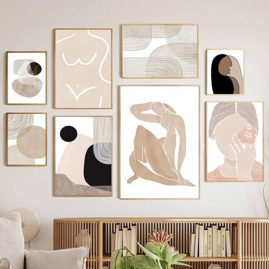 Boho Matisse Dancing Girl Line Art Canvas Prints