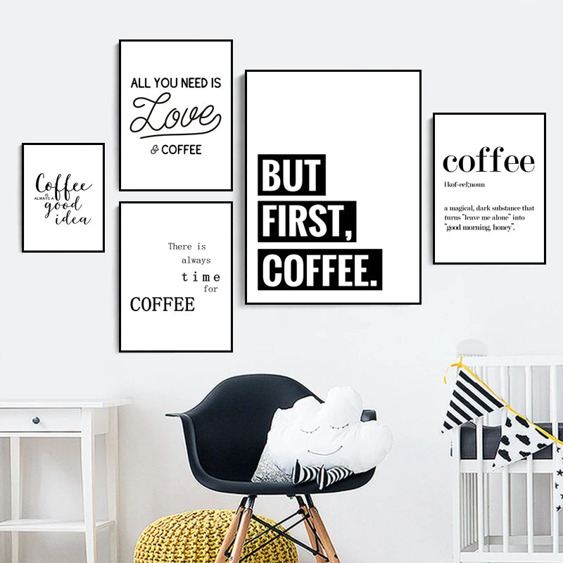 But First Coffee Quote Kitchen Canvas Prints Art