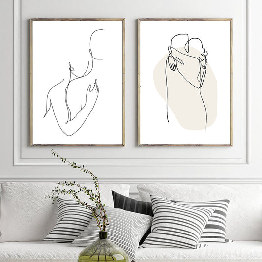 Abstract Couple Minimalist Line Art Canvas Prints