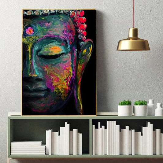 Colorful Abstract Buddha Canvas Print Wall Art