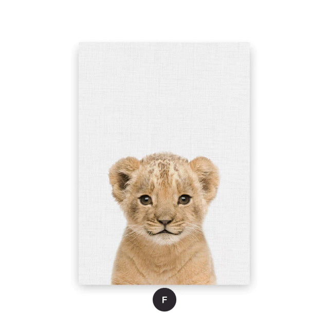 Baby Elephant Giraffe Lion Animal Wall Art Canvas Prints