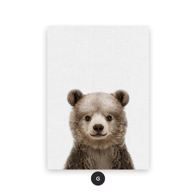 Baby Elephant Giraffe Lion Animal Wall Art Canvas Prints