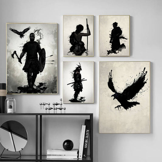 Japanese Samurai Warrior Ink Canvas Prints