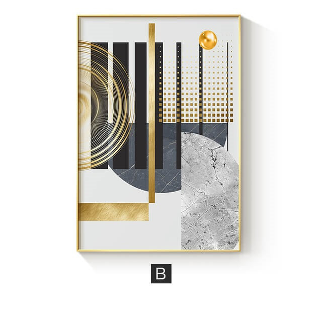 Modern Golden Abstract Geometric Canvas Print