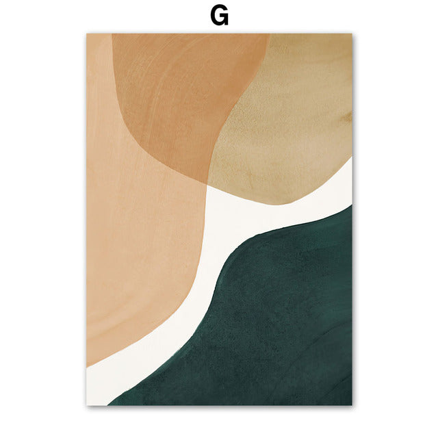 Mountain River Sun Leaf Vase Abstract Boho Canvas Prints