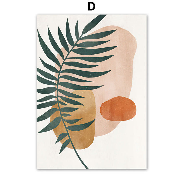 Mountain River Sun Leaf Vase Abstract Boho Canvas Prints