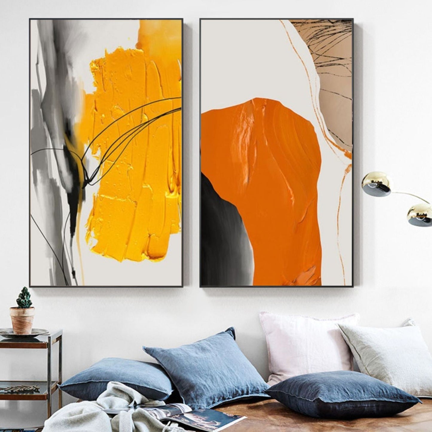 Abstract Yellow Black Canvas Prints