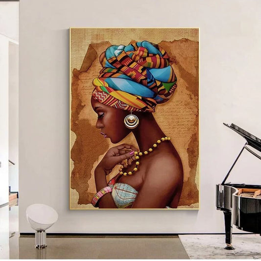 African Art Woman Canvas Print Wall Art