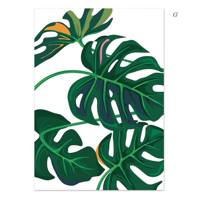 Monstera Leaves and Jungle Animals Canvas Prints