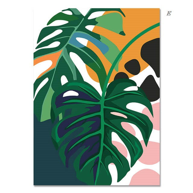 Monstera Leaves and Jungle Animals Canvas Prints