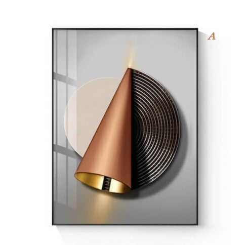 Black Copper Geometric Canvas Print