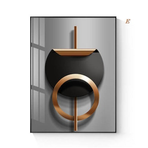 Black Copper Geometric Canvas Print