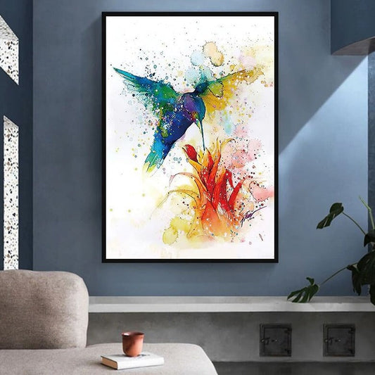 Colorful Abstract Hummingbird Canvas Print