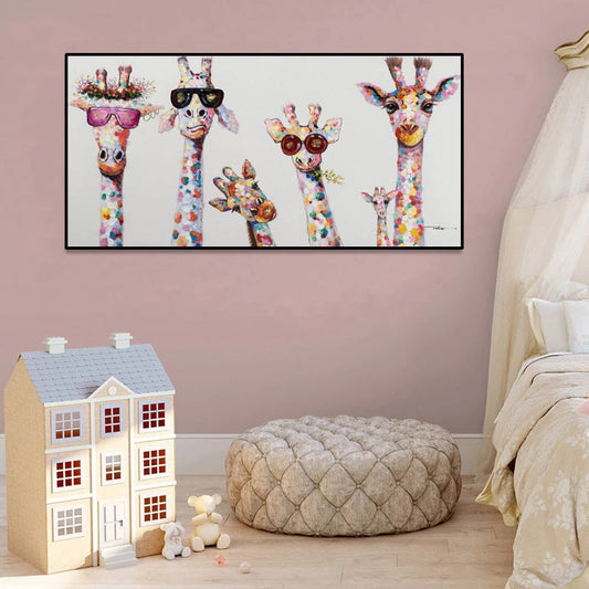 Cute Cartoon Giraffes Canvas Print