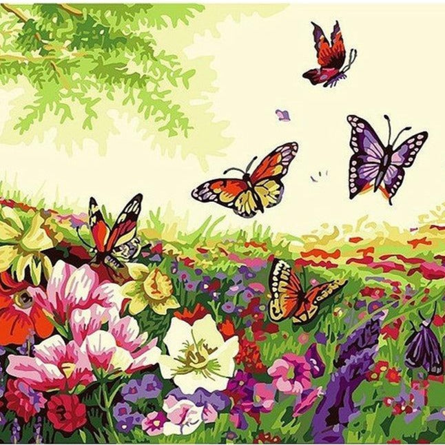 DIY Paint By Numbers - Butterflies Field Painting Canvas