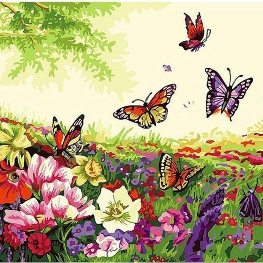 DIY Paint By Numbers - Butterflies Field Painting Canvas