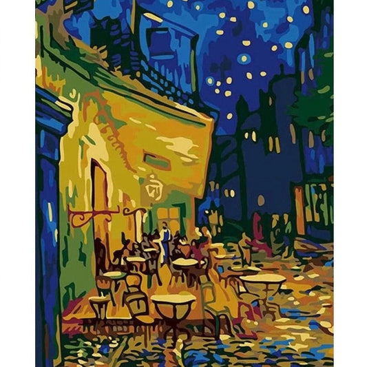 DIY Paint By Numbers - Café Terrace at Night by Van Gogh Painting Canvas