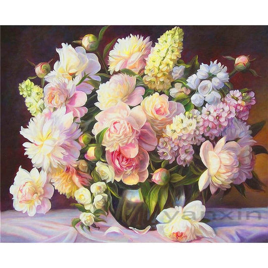 DIY Paint By Numbers - Delicate Peonies Bouquet Painting Canvas