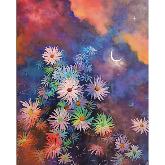 DIY Paint By Numbers - Flowers in the Midnight Painting Canvas