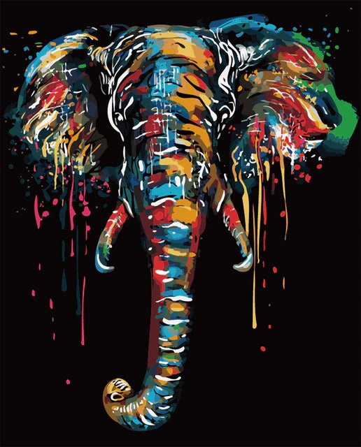 DIY Paint By Numbers - Colorful Elephant Painting Canvas