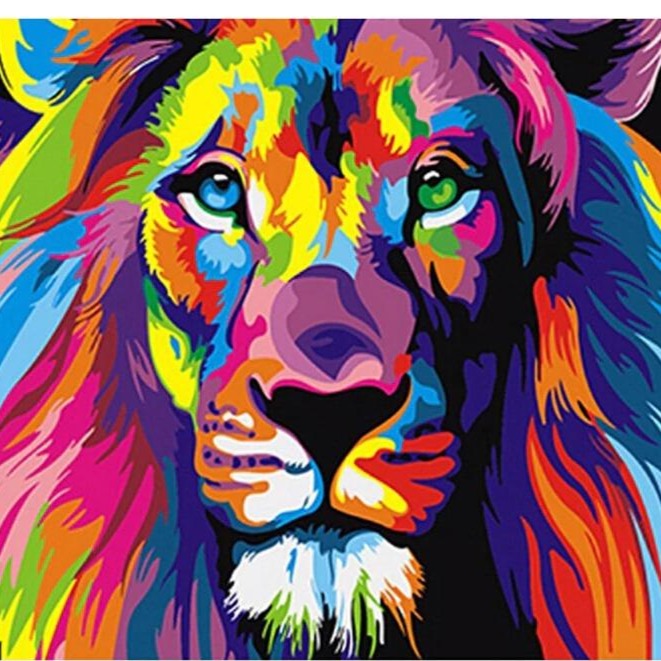 DIY Paint By Numbers - Colorful Lion Painting Canvas