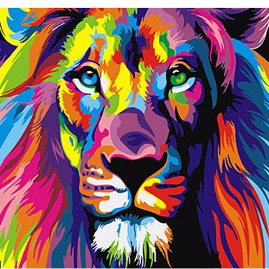 DIY Paint By Numbers - Colorful Lion Painting Canvas