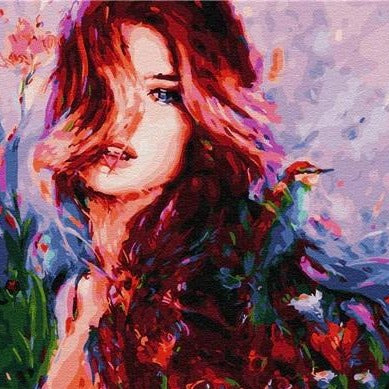 DIY Paint By Numbers - Redhead Girl Painting Canvas