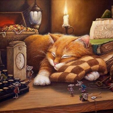 DIY Paint By Numbers - Sleeping Cat Painting Canvas