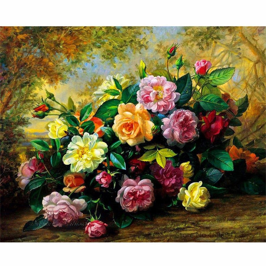 DIY Paint By Numbers - Summer Roses Painting Canvas