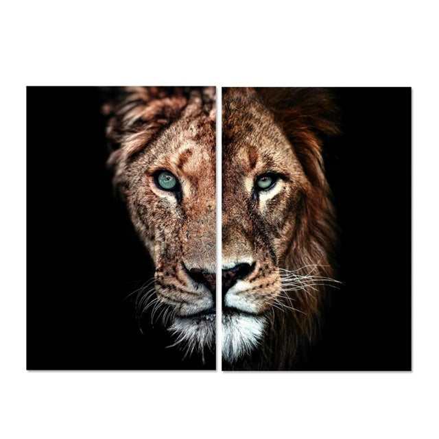 Lions Couple Canvas Print