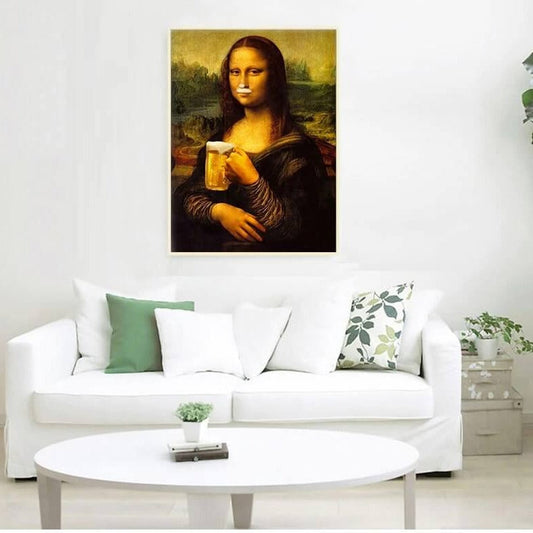 Mona Lisa Beer Canvas Print Modern Poster