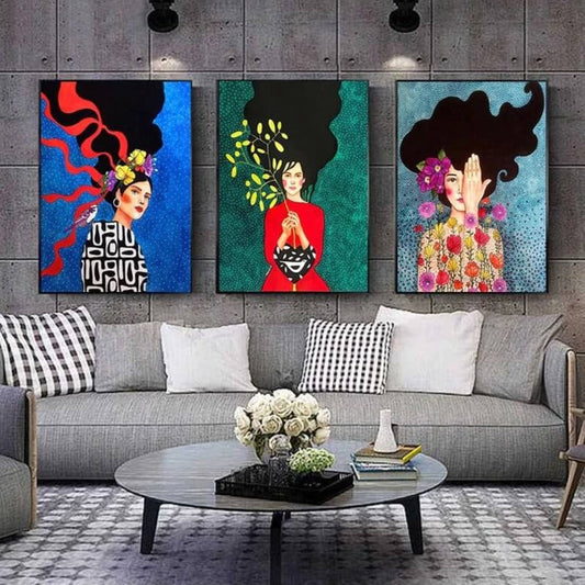 Vintage Flower Fashion Girl Canvas Print