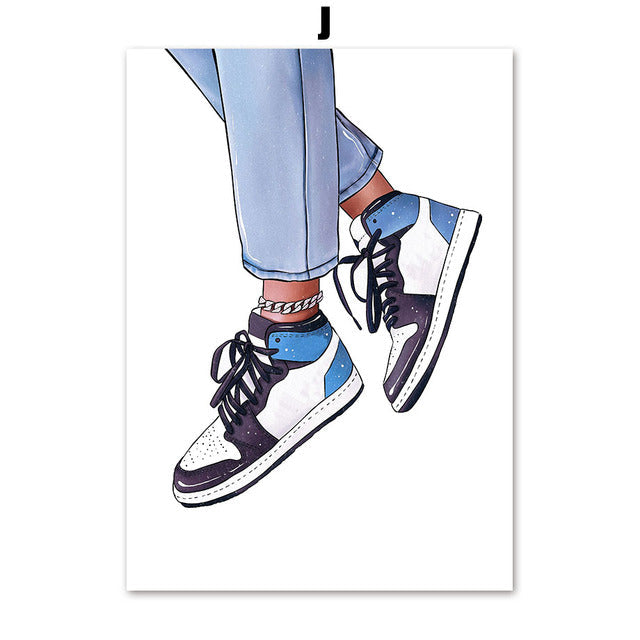 Fashion Paris Girl High Heels Sport Shoes Canvas Prints