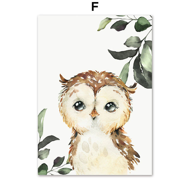 Fox Raccoon Owl Wolf Woodland Animals Canvas Prints