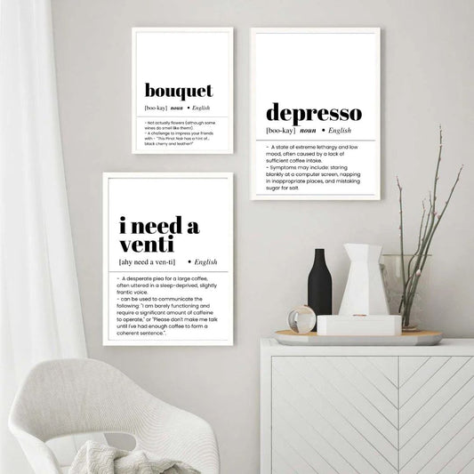 Funny Kitchen Definition Quotes Depresso Canvas Print Wall Art