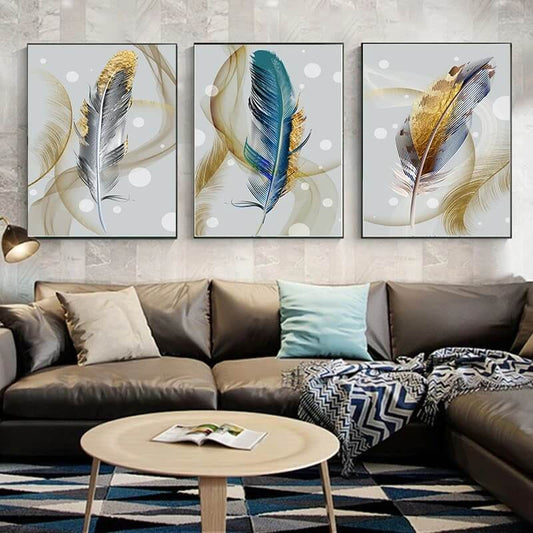Golden Feather Flowing Wall Art