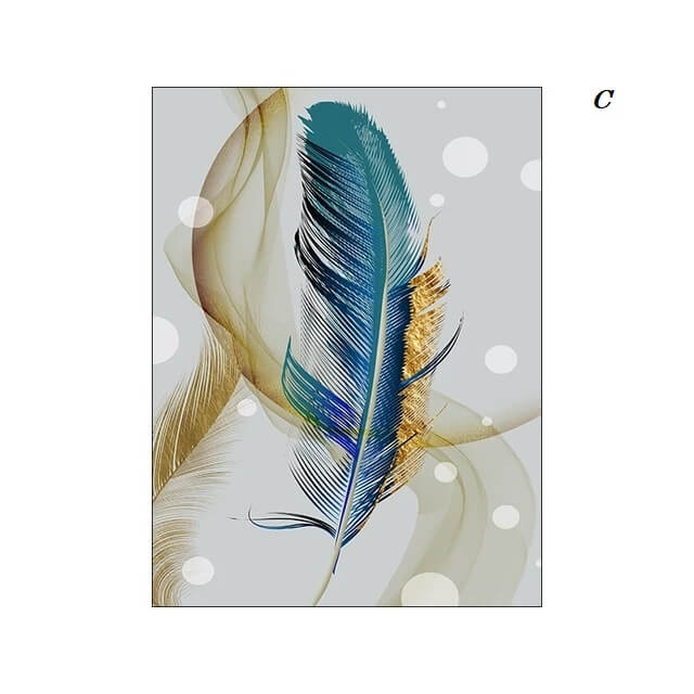 Golden Feather Flowing Wall Art