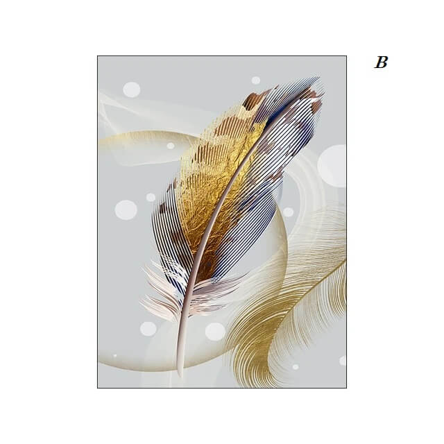 Golden Feather Flowing Wall Art