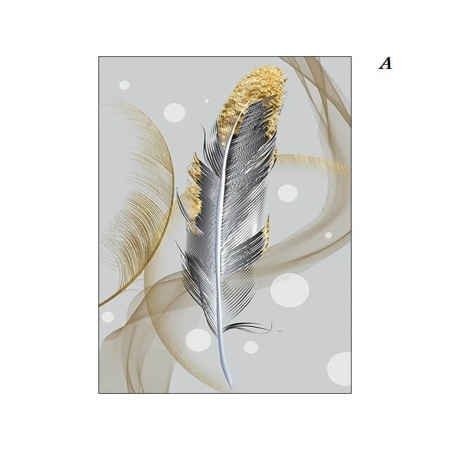 Golden Feather Flowing Wall Art