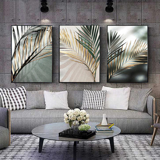 Golden Palm Leaves Canvas Prints