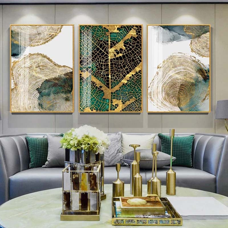 Golden Tree Of Life Leaf Wood Rings Canvas Prints