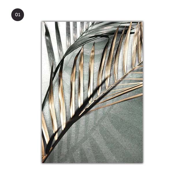 Golden Palm Leaves Canvas Prints