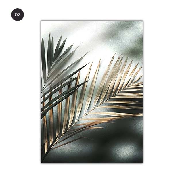 Golden Palm Leaves Canvas Prints