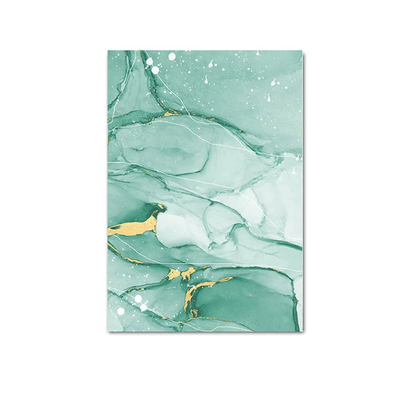 Abstract Green Golden Marble Wall Art Canvas Prints
