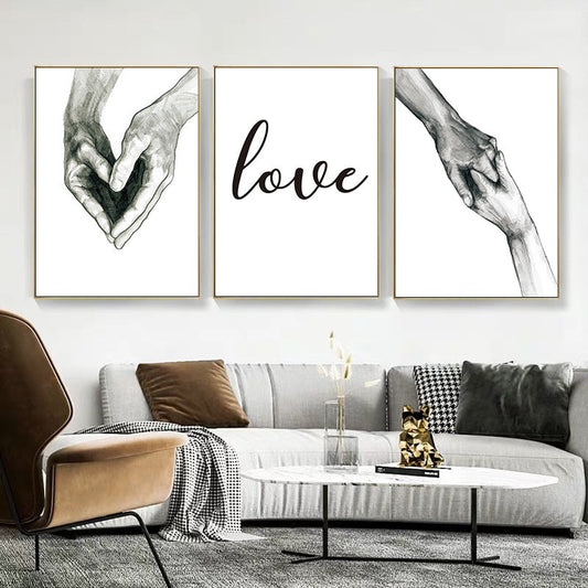Black & White Love Hands Heart Canvas Prints