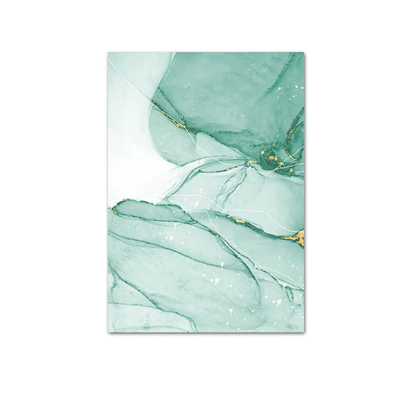 Abstract Green Golden Marble Wall Art Canvas Prints