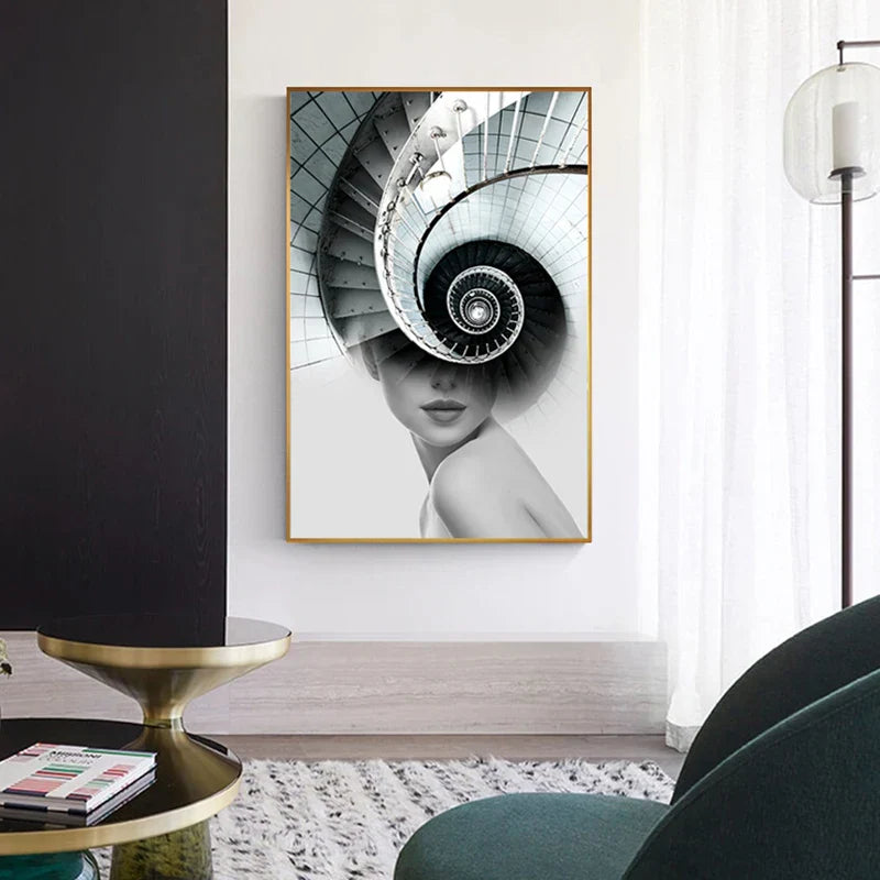 Abstract Architectural Woman Modern Wall Art Canvas Prints