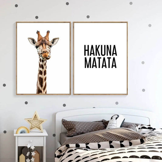 Hakuna Matata Quotes Giraffe Minimalist Canvas Prints