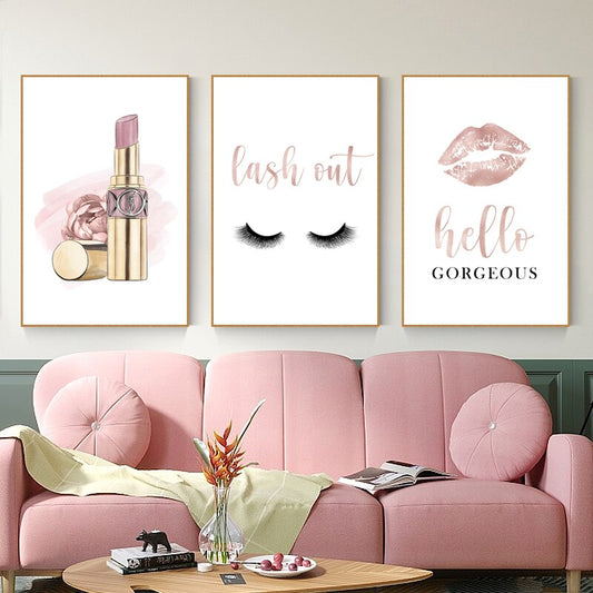 Pink Lipstick Handbag Fashion Canvas Prints